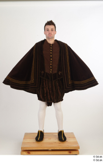  Photos Man in Historical Dress 23 16th century Historical clothing a poses brown suit cloak whole body 0001.jpg